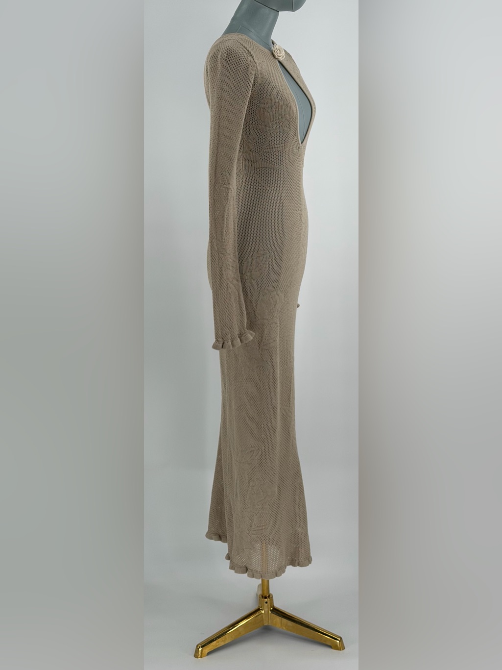 Mirror Palais Nwot Rose Pointelle Crochet Knit Dress, Kitten Grey - Sz Xs — image 4 of 8